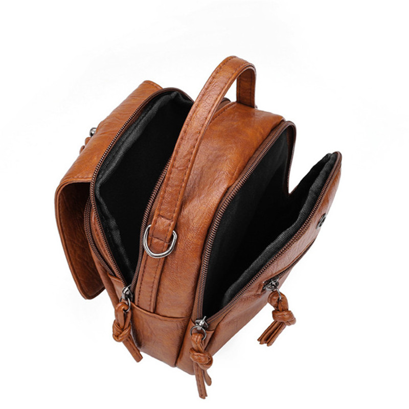 Vintage Small Shoulder Bag Women Soft PU Leather Crossbody Bag Tote Multifunction Messenger Bag Casual Lady Handbag