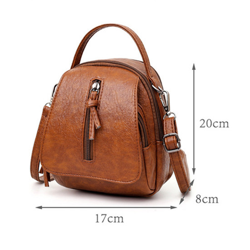 Vintage Small Shoulder Bag Women Soft PU Leather Crossbody Bag Tote Multifunction Messenger Bag Casual Lady Handbag