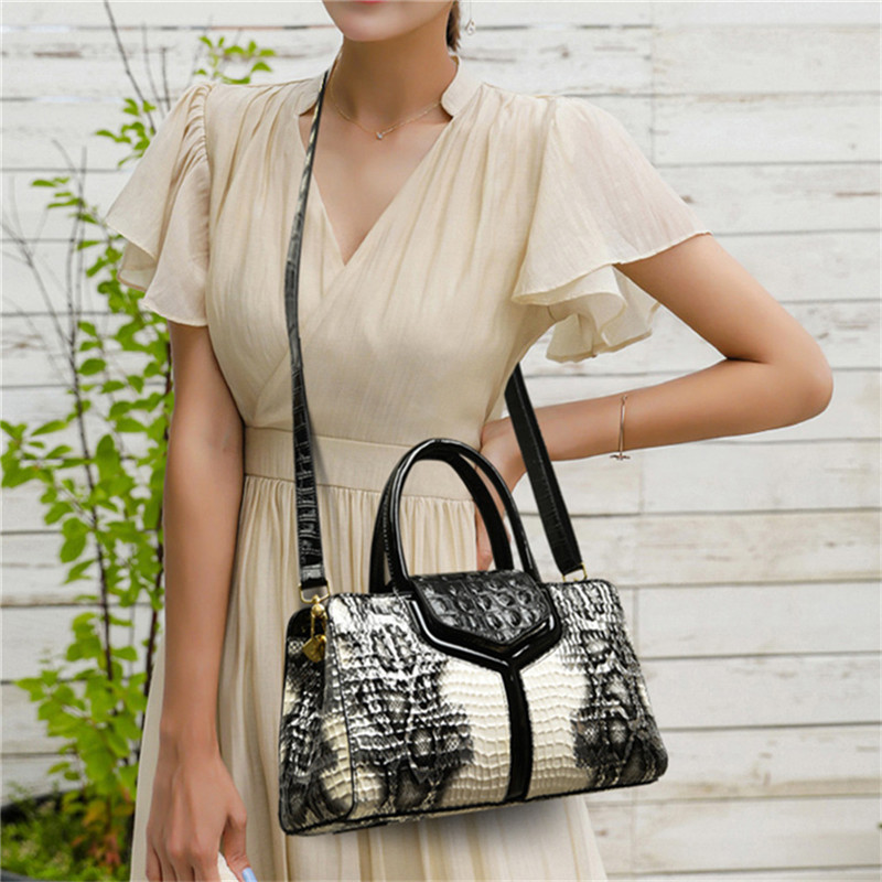 Luxury Boston Bag for Women Crocodile Shoulder Crossbody Bag Large Capacity Handbag and Purse Fashion Lady Causal Tote Bag
