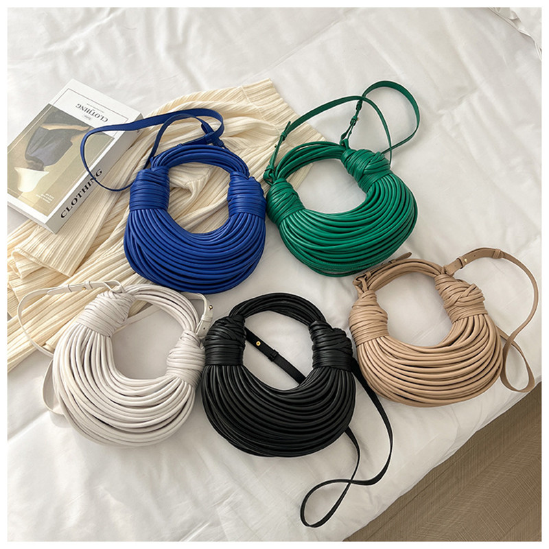 New Designer Knotted Handwoven Handbag Women Luxury Noodle Pulled Clutch Bag Crossbody Bags Ladies Hobo Evening Bag Purse