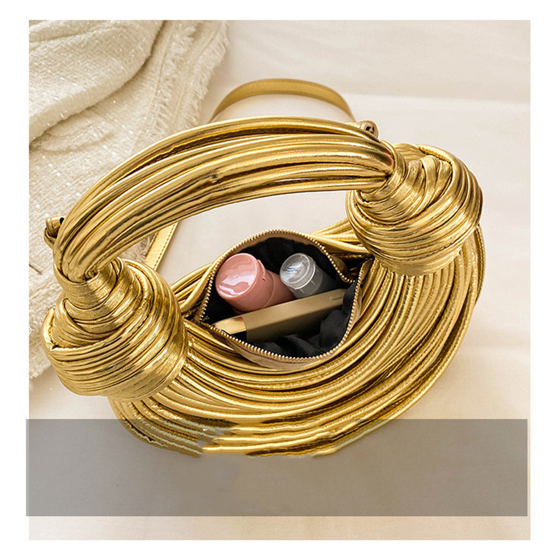 New Designer Knotted Handwoven Handbag Women Luxury Noodle Pulled Clutch Bag Crossbody Bags Ladies Hobo Evening Bag Purse