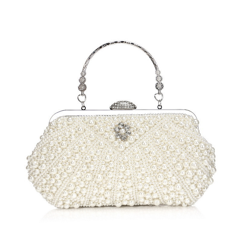 Luxury Crystal Evening Clutch Bag Lady Elegant Wedding Purse Women Fashion Pearl Beaded Handbag Party Rhinestone Tote Bags