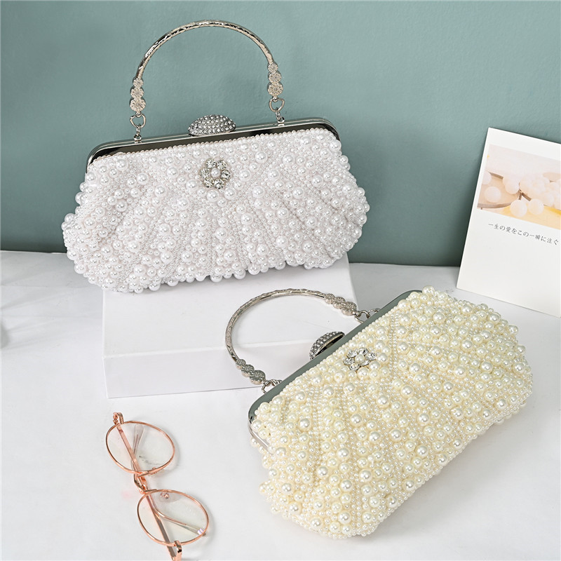 Luxury Crystal Evening Clutch Bag Lady Elegant Wedding Purse Women Fashion Pearl Beaded Handbag Party Rhinestone Tote Bags