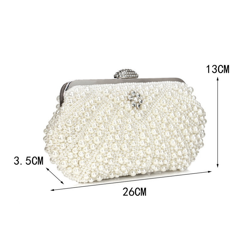 Luxury Crystal Evening Clutch Bag Lady Elegant Wedding Purse Women Fashion Pearl Beaded Handbag Party Rhinestone Tote Bags