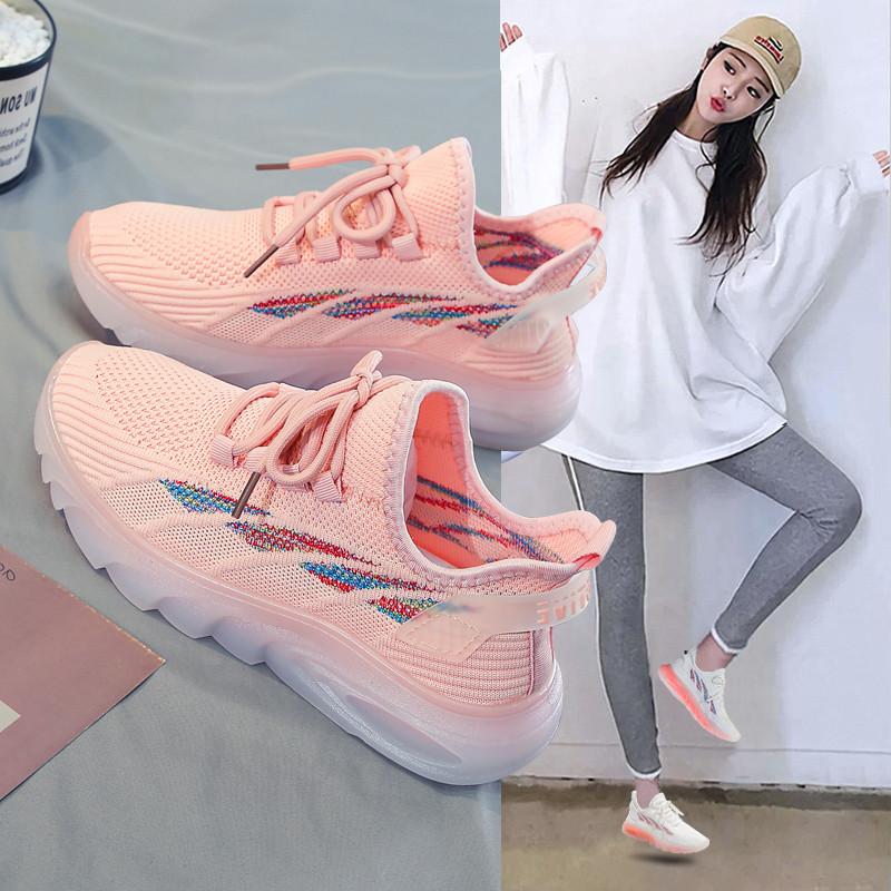 Running Shoes Ladies Breathable Sneakers Summer Light Mesh Air Cushion Women's Sports Shoes Outdoor Lace Up Training Shoes