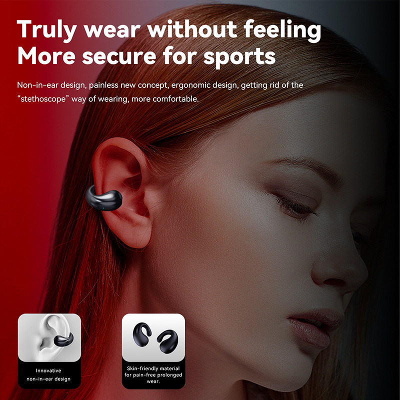 TWS Bluetooth 5.3 Earphones Bone Conduction Ear Clip Headphones Wireless Earbuds Headset with Microphone for Android iPhone