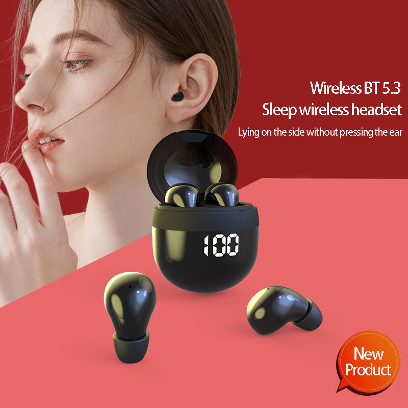 Mini Wireless Bluetooth Headset TWS Sleep In-Ear Earbuds HIFI Waterproof Earphones Smart Touch Noise Reduction Sport Headphone