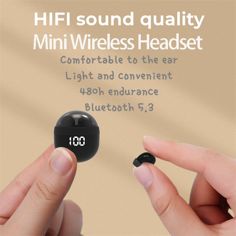 Mini Wireless Bluetooth Headset TWS Sleep In-Ear Earbuds HIFI Waterproof Earphones Smart Touch Noise Reduction Sport Headphone