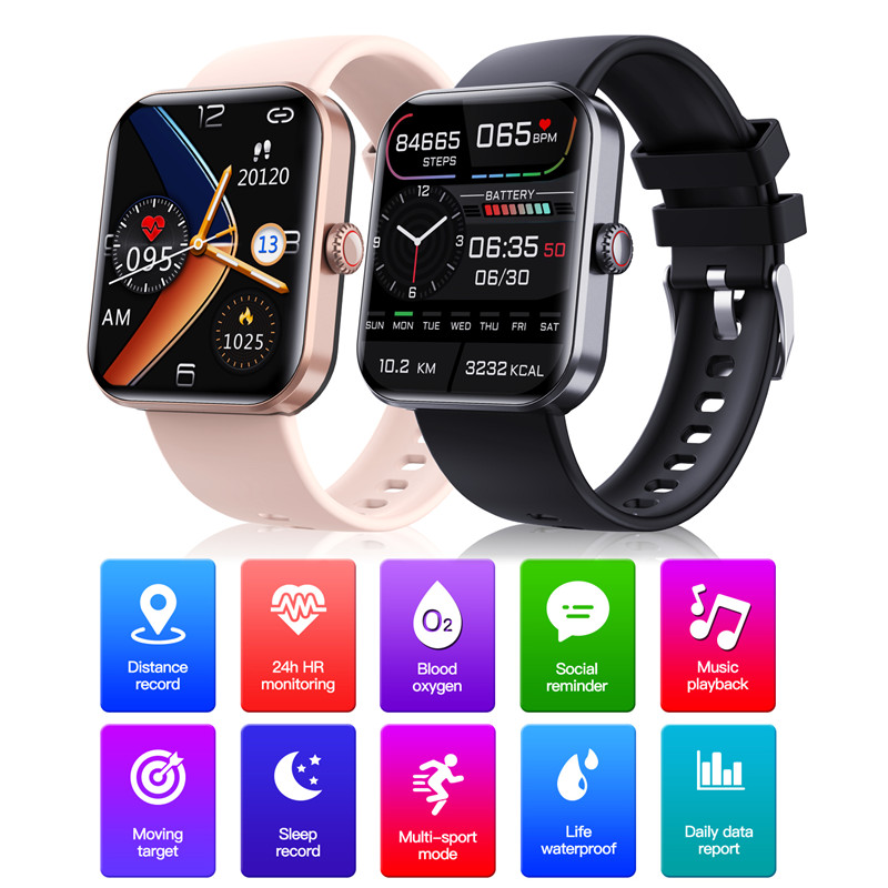 Smart Watch Blood Oxygen Pressure Heart Rate Sleep Sport Wristwatch Thermometer Monitoring Bracelet Touch Screen Smartwatch