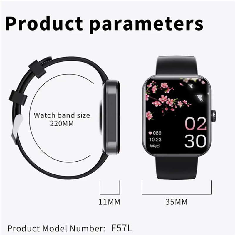 Smart Watch Blood Oxygen Pressure Heart Rate Sleep Sport Wristwatch Thermometer Monitoring Bracelet Touch Screen Smartwatch