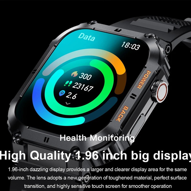 K57Pro Sport Smart Watch Bluetooth Call Health Monitor Men Smartwatch 1.96 inch Fitness Tracker Watch Bracelet for IOS Android