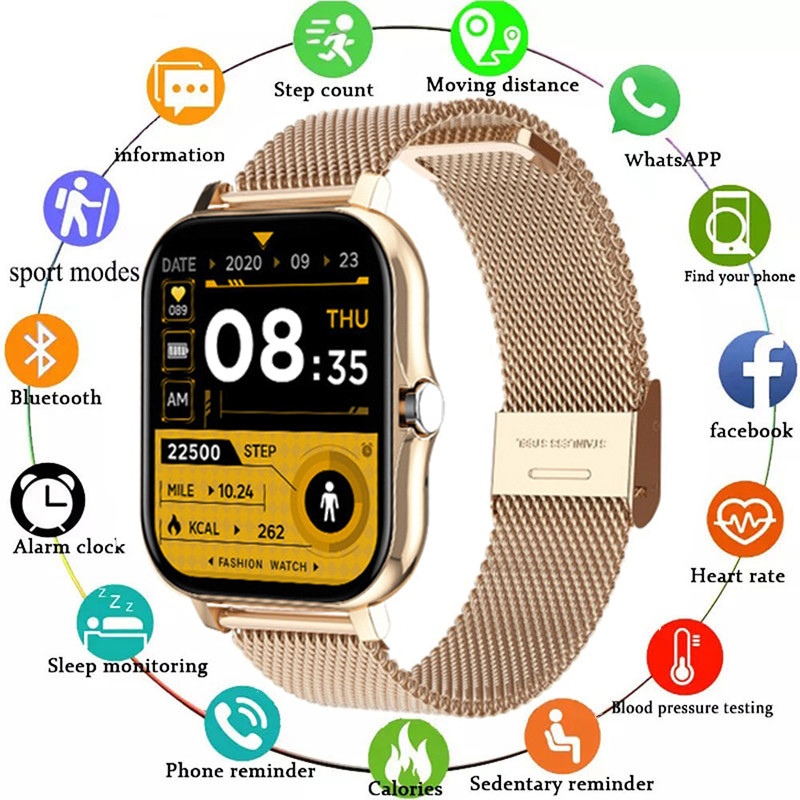 Smart Watch Bluetooth Wireless Sport Health Detection Temperature Blood Pressure Touch Smartwatch Waterproof Fitness Bracelet