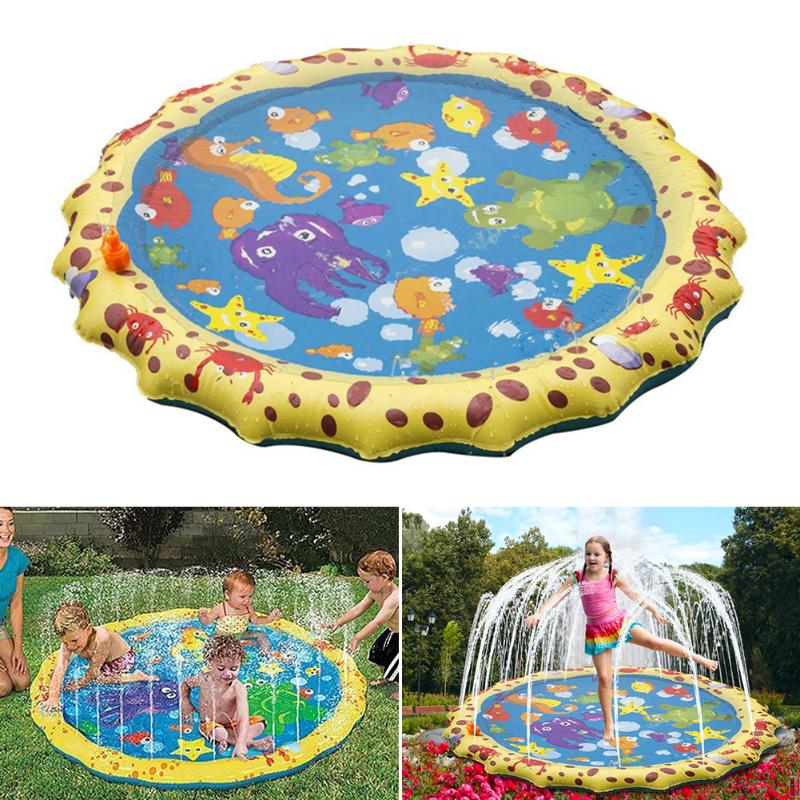 100cm Summer Children's Outdoor Play Water Games Beach Mat Lawn Inflatable Sprinkler Cushion Toys Cushion Gift Fun For Kids Baby