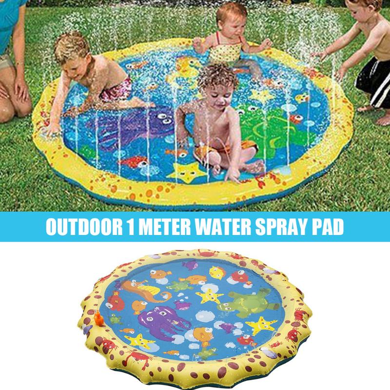 100cm Summer Children's Outdoor Play Water Games Beach Mat Lawn Inflatable Sprinkler Cushion Toys Cushion Gift Fun For Kids Baby