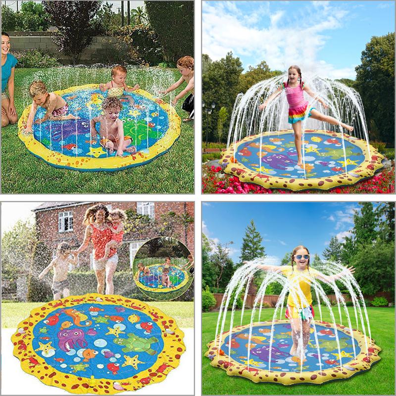 100cm Summer Children's Outdoor Play Water Games Beach Mat Lawn Inflatable Sprinkler Cushion Toys Cushion Gift Fun For Kids Baby