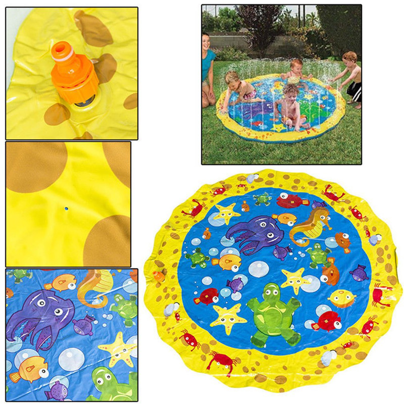 100cm Summer Children's Outdoor Play Water Games Beach Mat Lawn Inflatable Sprinkler Cushion Toys Cushion Gift Fun For Kids Baby
