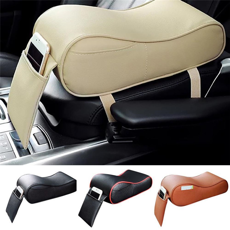 Car Armrest Box Mat Pad Car Memory Foam Armrest Cushion Center Console Armrest Pillow With Mobile Phone Holder Storage Bag