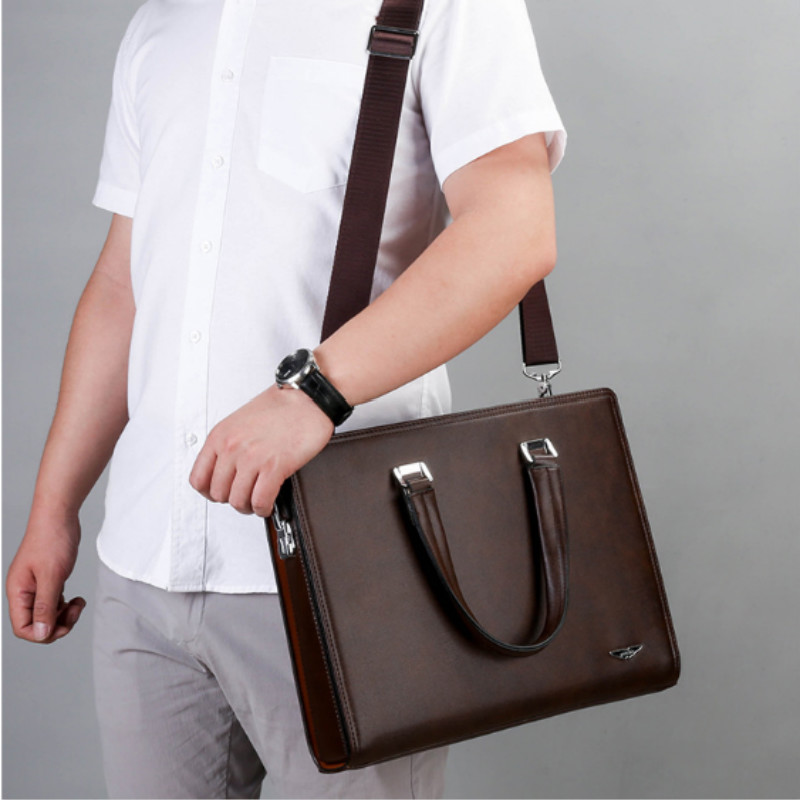 Fashion Men Briefcase Leather Male Handbag Tote Men Laptop Briefcase Shoulder Bags Password Business Bag Crossbody Bag