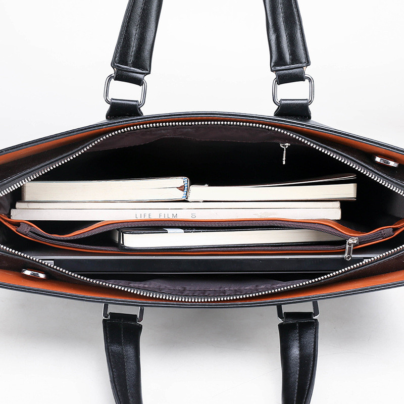 Fashion Men Briefcase Leather Male Handbag Tote Men Laptop Briefcase Shoulder Bags Password Business Bag Crossbody Bag