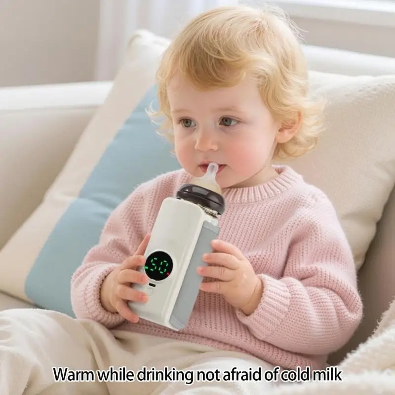 Portable Bottle Warmer Rechargeable Cordless Milk Warmer with Temperature Control Baby Bottle Warmer for Traveling Camping Home