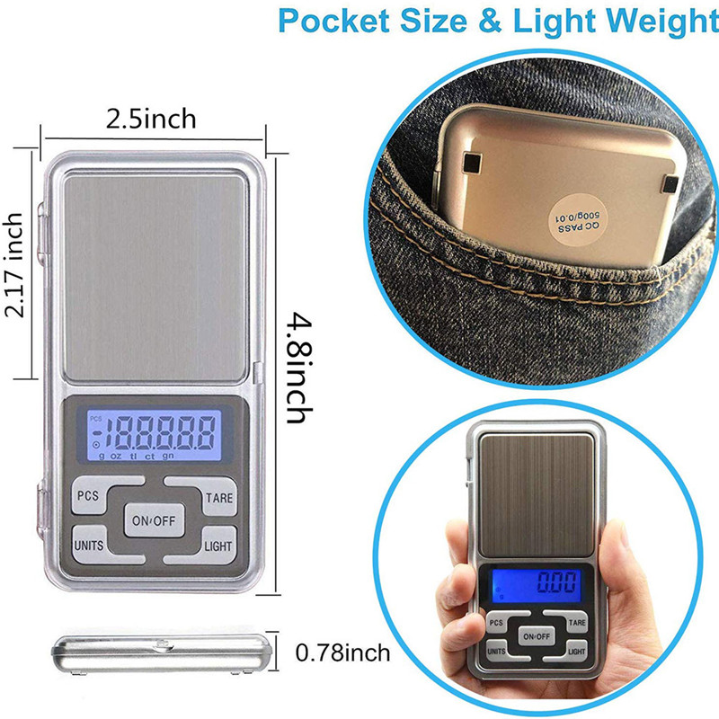 500g/0.01g Mini Jewelry Pocket Scales High Precision Gold Diamond Jewelry Weight Balance Backlight Electronic Scale For Kitchen
