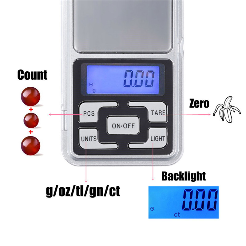 500g/0.01g Mini Jewelry Pocket Scales High Precision Gold Diamond Jewelry Weight Balance Backlight Electronic Scale For Kitchen