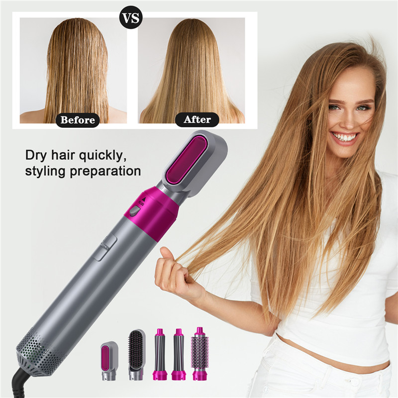 Hair Dryer 5 In 1 Heat Comb Electric Hair Curler Professional Curling Iron Hair Straightener Styling Tools Hair Dryer Household