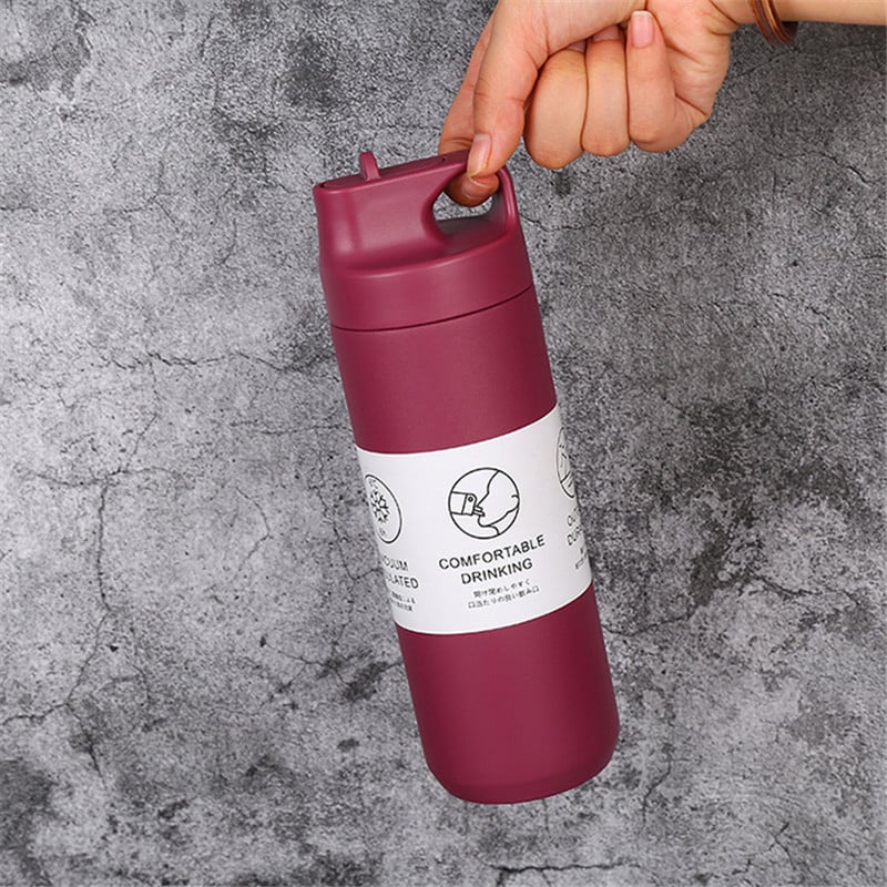 550ml Insulated Vacuum Cup Sport Travel Bottle Tumbler Stainless Steel Thermos Mug Kids Water Bottle with Straw Lid Stanley Cup
