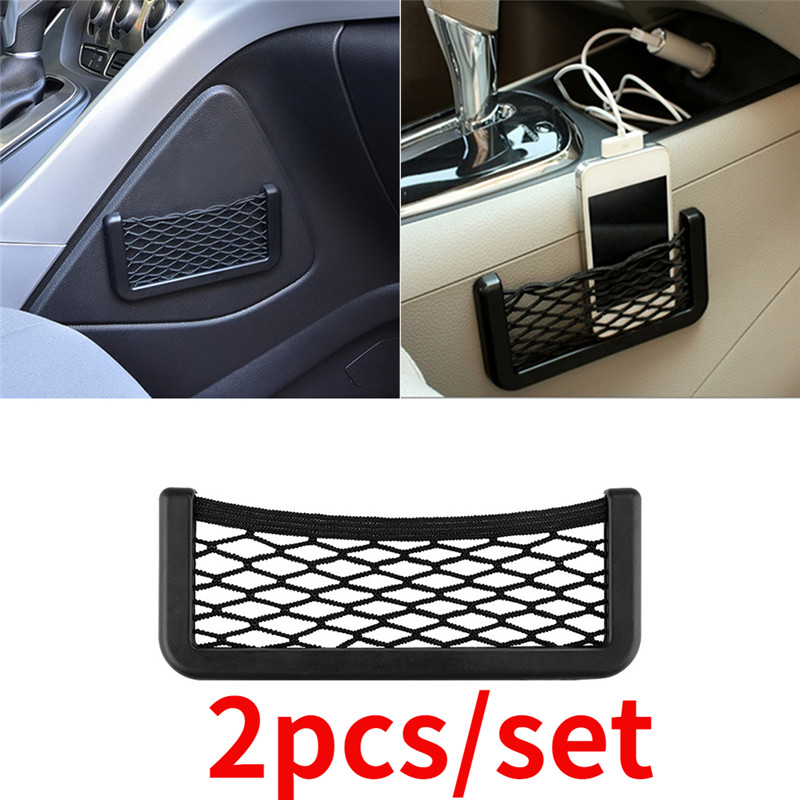 2PCS Car Seat Back Storage Net Bag Universal Auto Car Door Side Storage Elastic String Bag Mesh Pocket Organizer Bags