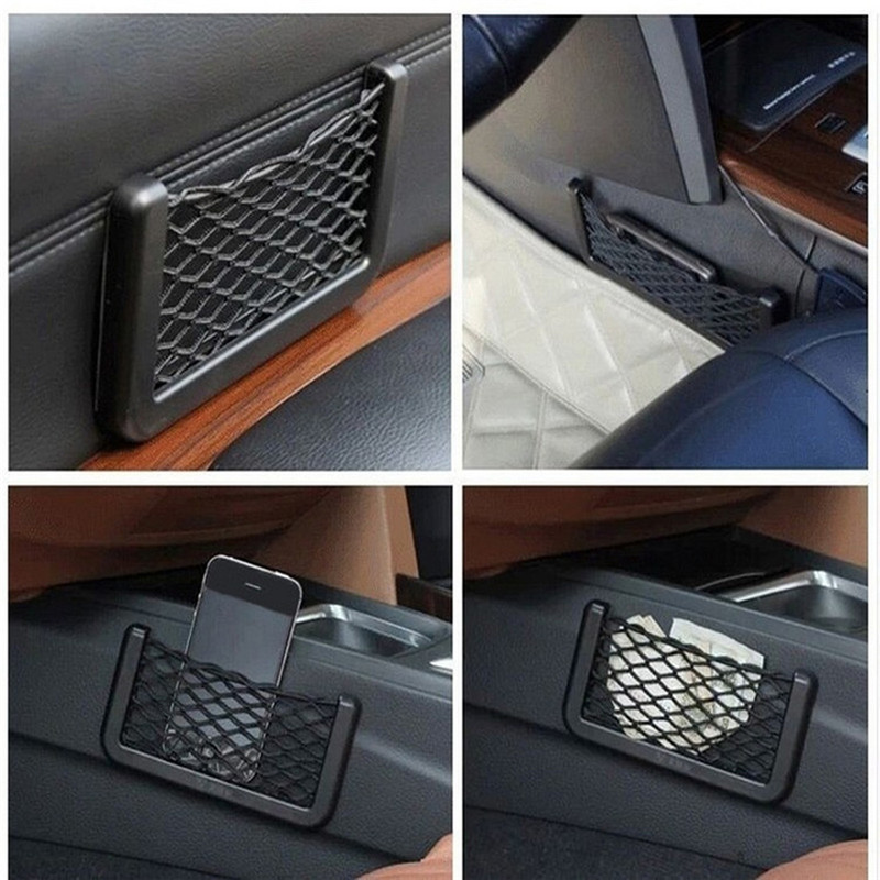 2PCS Car Seat Back Storage Net Bag Universal Auto Car Door Side Storage Elastic String Bag Mesh Pocket Organizer Bags