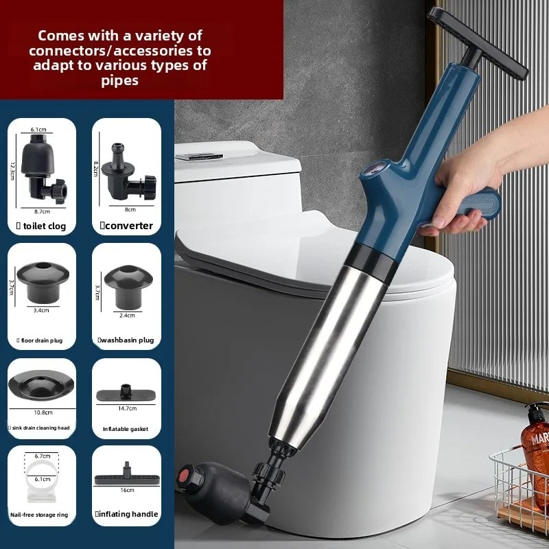 Air Pressure Toilet Unclogger Universal Drain Plunger for Sewer Block Toilet Kitchen Floor Bathroom Sink Heavy Duty Pipe Dredger
