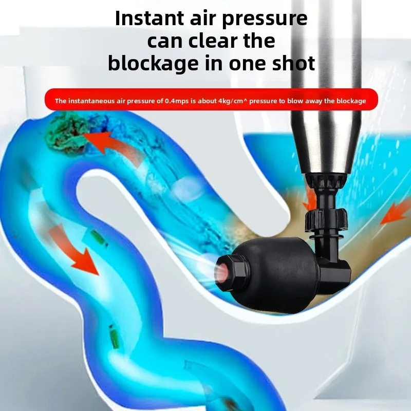 Air Pressure Toilet Unclogger Universal Drain Plunger for Sewer Block Toilet Kitchen Floor Bathroom Sink Heavy Duty Pipe Dredger