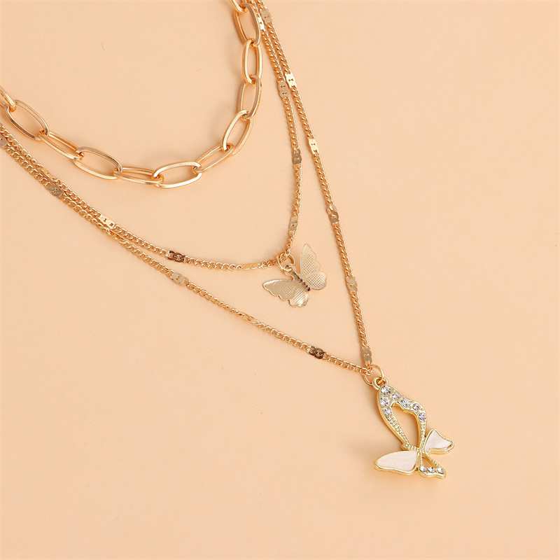 Luxury Fashion Clavicle Choker Necklace for Women Multilayer Chain Creative Butterfly Pendant Necklace Girls Party Jewelry