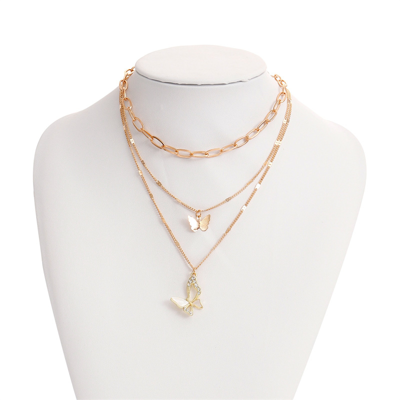 Luxury Fashion Clavicle Choker Necklace for Women Multilayer Chain Creative Butterfly Pendant Necklace Girls Party Jewelry
