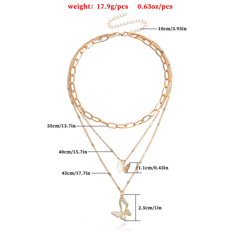 Luxury Fashion Clavicle Choker Necklace for Women Multilayer Chain Creative Butterfly Pendant Necklace Girls Party Jewelry
