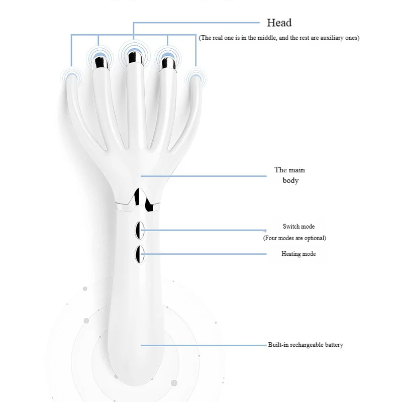 Mini Head Massager Heated Scalp Massager Comb Electric Vibration Relaxation Massage Portable Hair Care Tool for Stress Relief