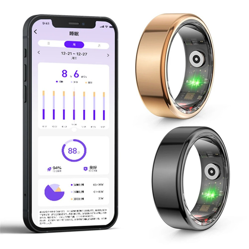 Smart Ring Mens Women Heart Rate Blood Oxygen Sleep Health Monitor Sport Activity Fitness Tracker Ring R02 for Android IOS