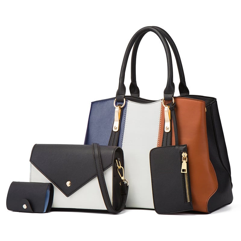 4PCS Women Fashion Leather Handbag Shoulder Bag Tote Purse Crossbody Messenger Bag Satchel Set Ladies Shoulder Bags Handbags
