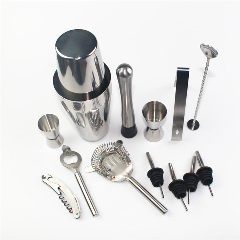 13 Pcs/set Stainless Steel Cocktail Shaker Mixer Wine Martini Boston Shaker Set Barware Kit For Bartender Drink Party Bar Tools