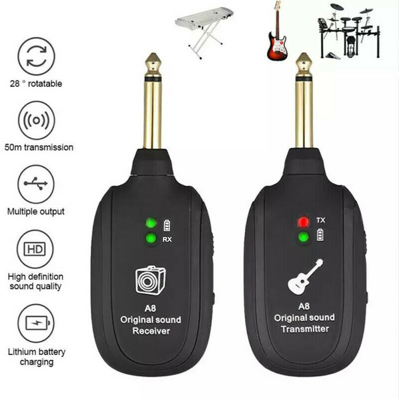 Guitar Wireless System Transmitter and Receiver Pickup UHF Audio Digital Electric Guitar Wireless System for Guitar Bass Violin
