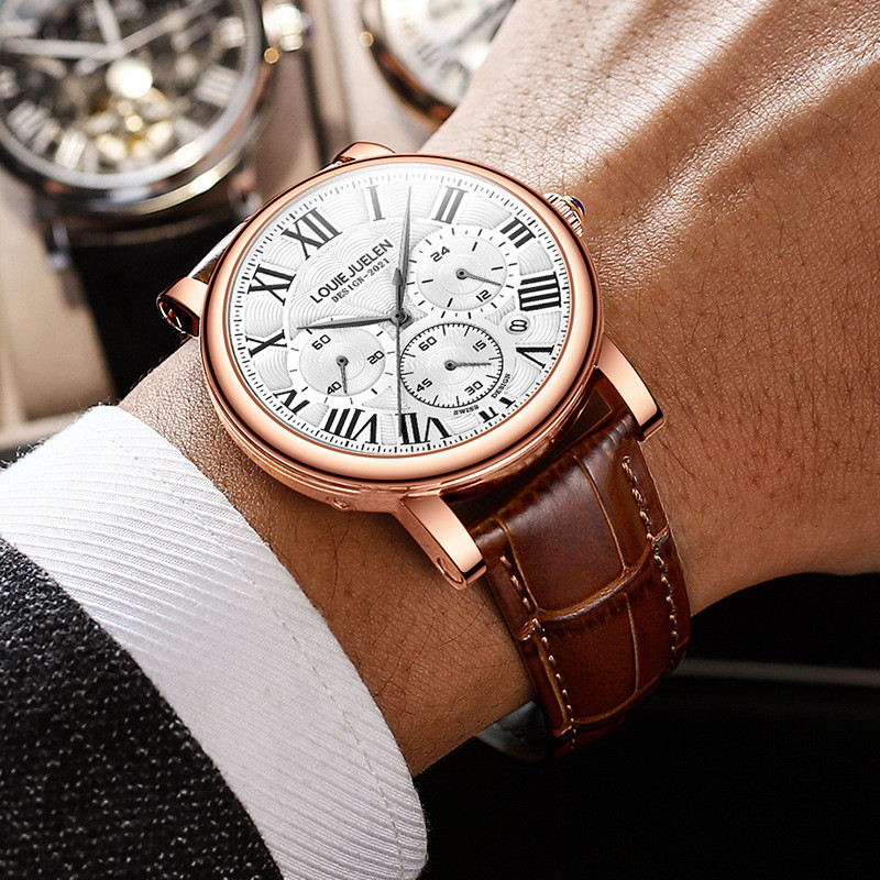 New Men's Quartz Watch Fashion Top Luxury Sport Brand Men Wristwatch Glow in the Dark Date Leather Business  Watches
