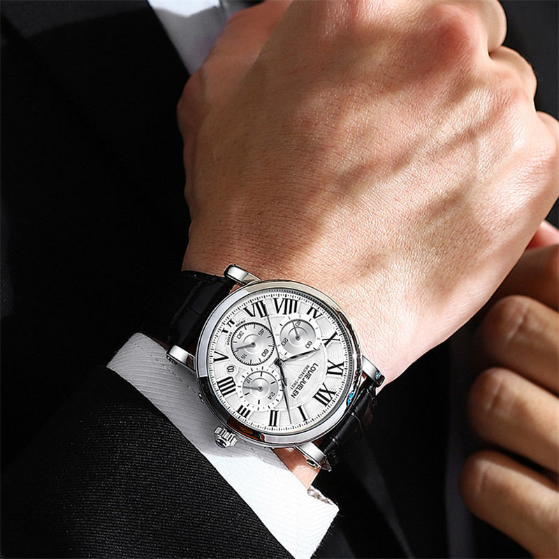 New Men's Quartz Watch Fashion Top Luxury Sport Brand Men Wristwatch Glow in the Dark Date Leather Business  Watches
