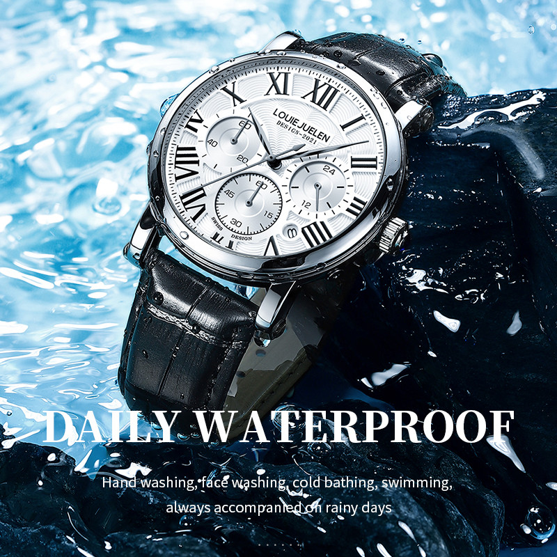 New Men's Quartz Watch Fashion Top Luxury Sport Brand Men Wristwatch Glow in the Dark Date Leather Business  Watches