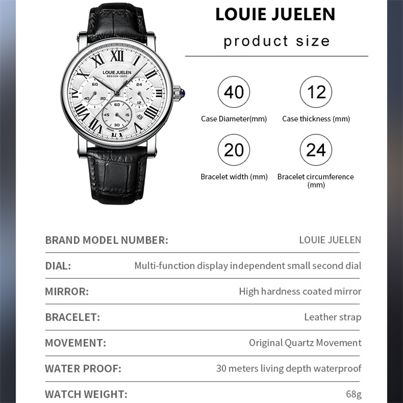 New Men's Quartz Watch Fashion Top Luxury Sport Brand Men Wristwatch Glow in the Dark Date Leather Business  Watches