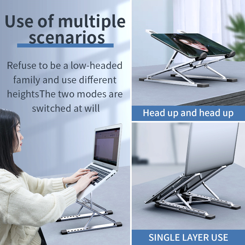 Double Layer Aluminum Alloy Laptop Stand Portable Foldable Adjustable Desk Notebook Stand For Macbook Air Pro Tablet Laptop