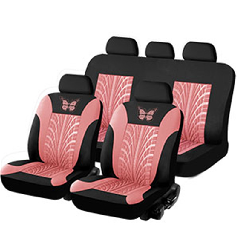 9pcs Car Seat Cover Set Butterfly Tire Track Auto Seat Protector Cushion Universal for Outdoor Personal Car Accessories