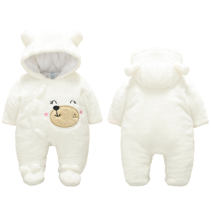 Autumn Winter Newborn Rompers Baby Coral Fleece Hoodies Jumpsuit Baby Girls Boys Onesies Newborn Toddle Baby Crawling Clothing