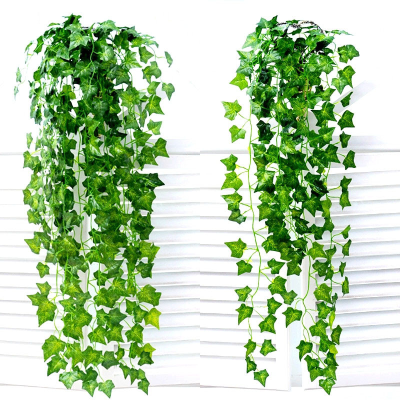12Pcs/pack Green Silk Artificial Hanging Ivy Leaf Garland Plants Vine Leaves DIY for Home Wedding Decoration Garden Party Decor