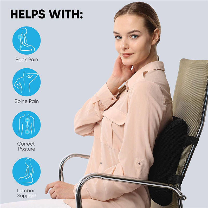 Memory Foam Lumbar Back Support Cushion Resilience Pillow For Car Seat Cushion Travel Massage Pillows Home Office Waist Pillow