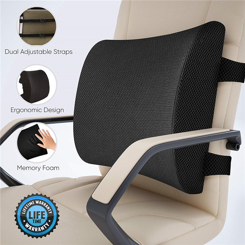 Memory Foam Lumbar Back Support Cushion Resilience Pillow For Car Seat Cushion Travel Massage Pillows Home Office Waist Pillow